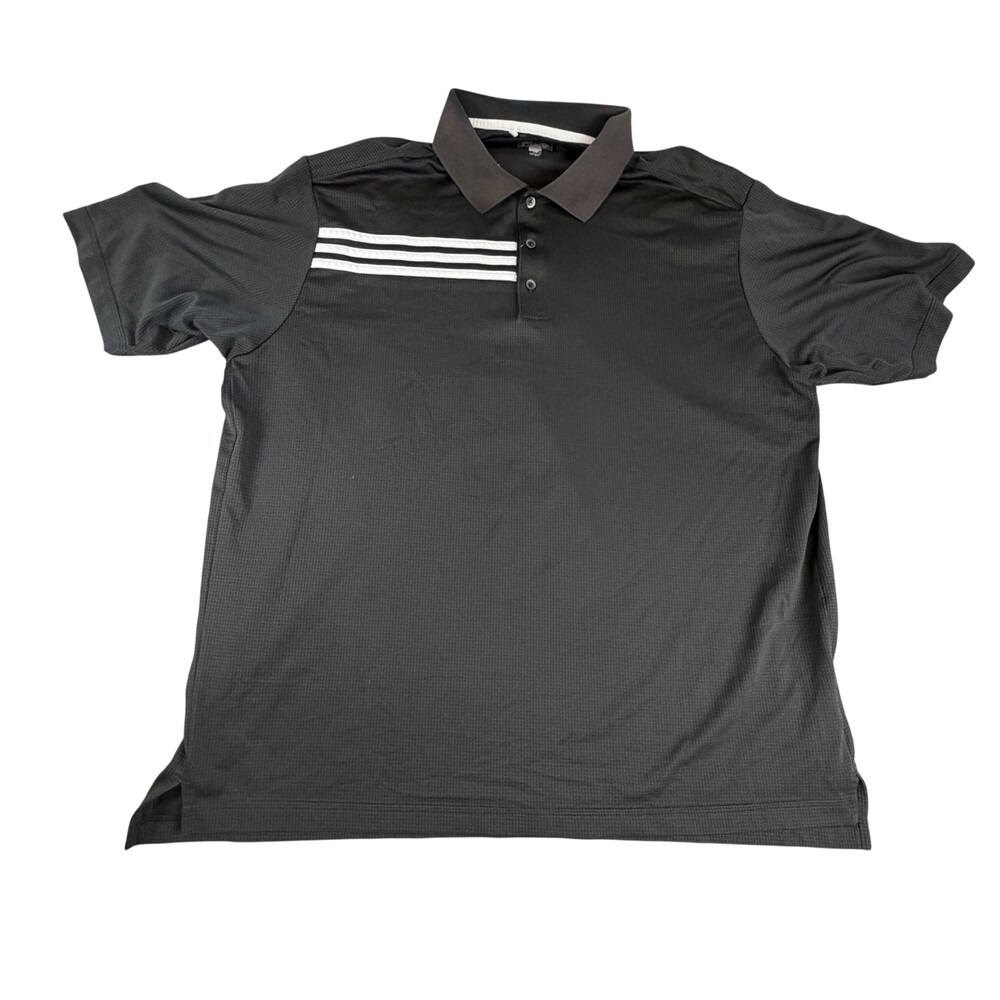 Adidas Climacool Polo Shirt Mens 2XL Black Striped Golf Performance Mesh